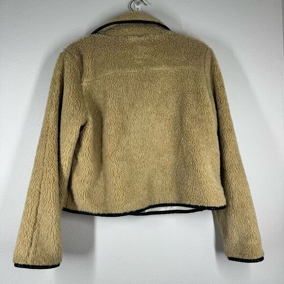 Mother Denim The Funnel Neck Swing Jacket Sherpa Can’t Fight The Feel Tan Small - Picture 6 of 9